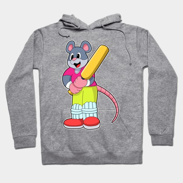 Mouse at Cricket with Cricket bat Hoodie by Markus Schnabel